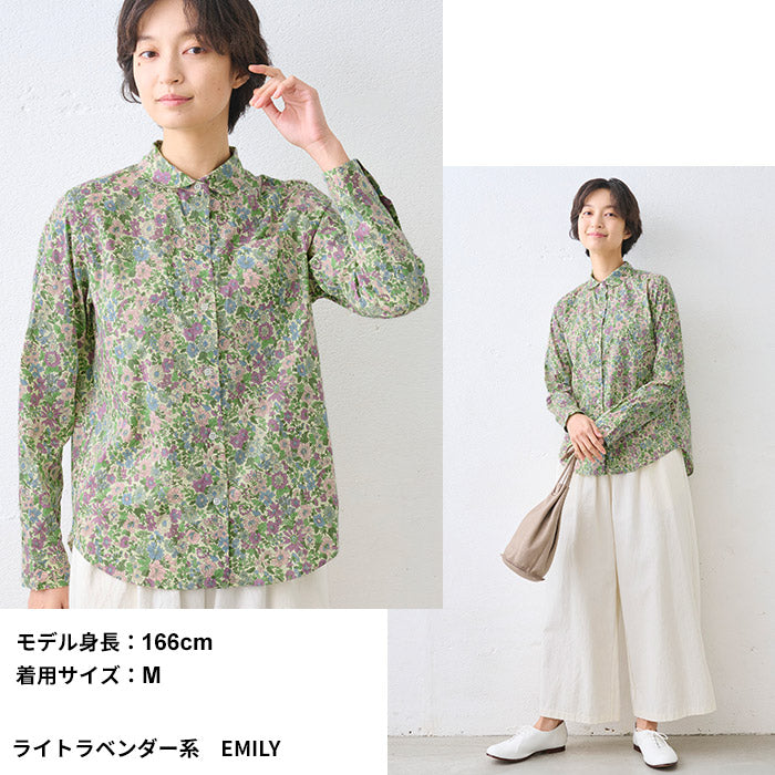 リバティプリント マルエリシャツ ライトラベンダー系