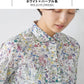 リバティプリント マルエリシャツ ホワイト×パープル系