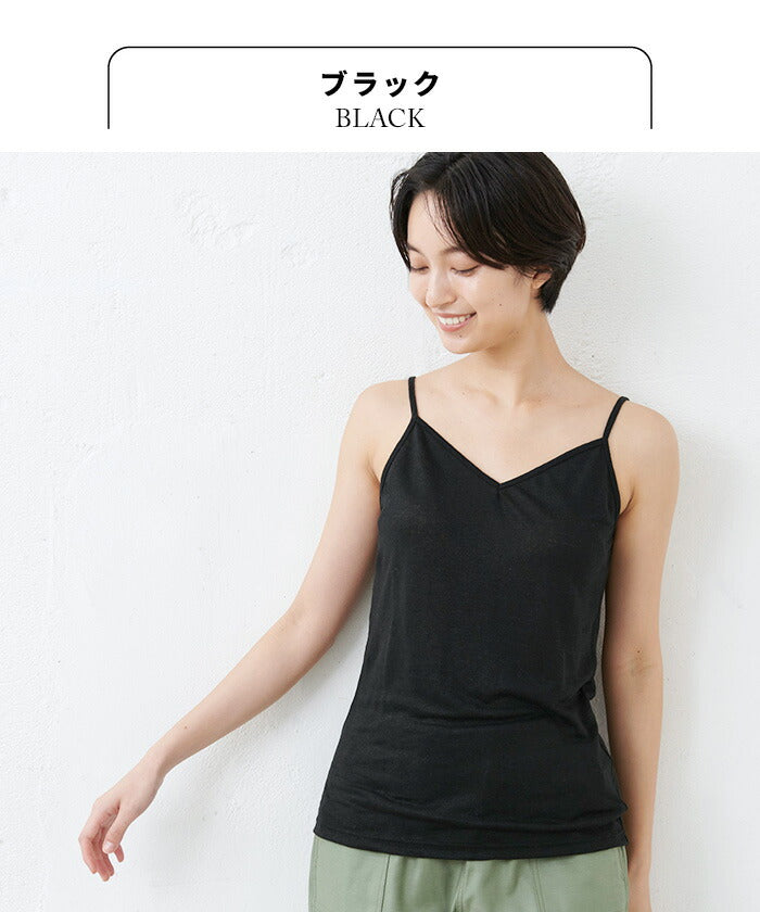 [キャミソールリネン日本製]プレミアムリネン100%キャミソール/メール便可40代50代60代女性ファッションインナートップスリネン天竺麻100無地涼しいさらさら吸湿速乾天然素材