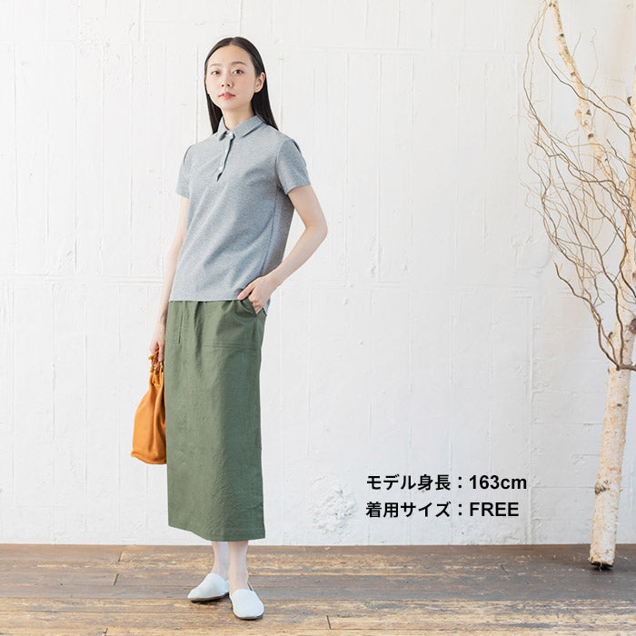 [ロングスカート春夏タイト]リネン＆コットンベイカースカート/日本製40代50代60代女性ファッションレディースロングロング丈綿麻カジュアルウエストゴム大きいサイズ春夏秋ボトム