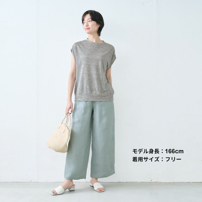 プレミアムリネン100%フレンチスリーブドルマンTシャツ