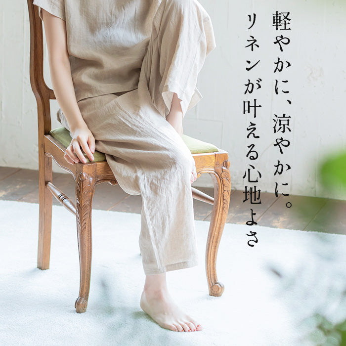 [リネンインナーペチパンツ]フレンチリネン100％ぺチパンツ/日本製メール便可40代50代60代女性ファッション麻100％ワイドレギンスイージーパンツルームウェア