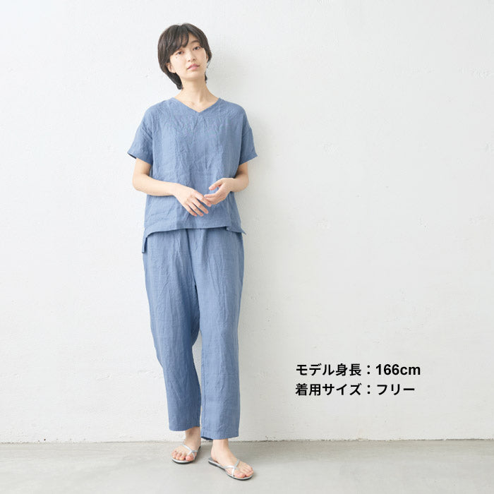 [リネンインナーペチパンツ]フレンチリネン100％ぺチパンツ/日本製メール便可40代50代60代女性ファッション麻100％ワイドレギンスイージーパンツルームウェア