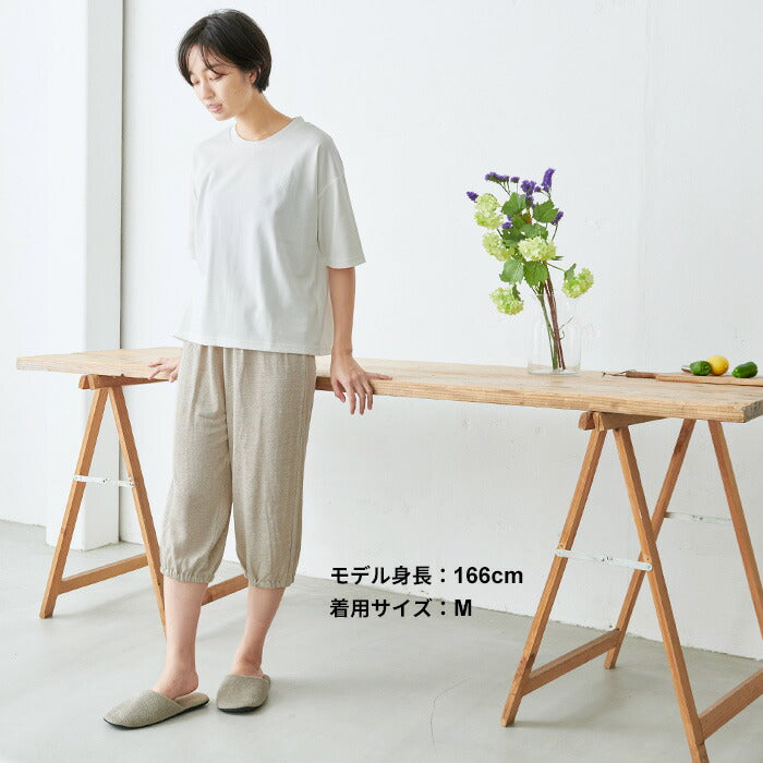 [ペチパンツロング涼しい大きいサイズリネン]プレミアムリネン100％裾ゴム入りロングぺチパンツ/日本製メール便可裾ゴムペチコート天然素材吸湿速乾麻100春夏インナートイレで便利な裾ゴム入りルームウェア
