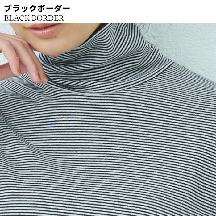 [タートルネックカットソー長袖レディース]ふわふわコットンタートルネックプルオーバー/日本製メール便可40代50代60代女性ファッションコットン100％綿100インナー