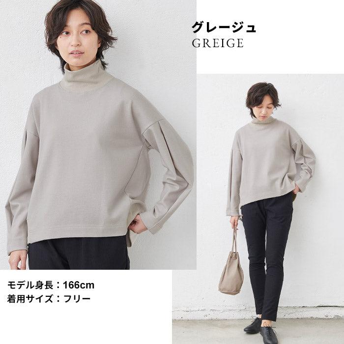 トレーナーレディース無地圧縮ウール100％リブタートル日本製40代50代60代女性ファッションウール100％毛100ニットセータータートルタートルニット