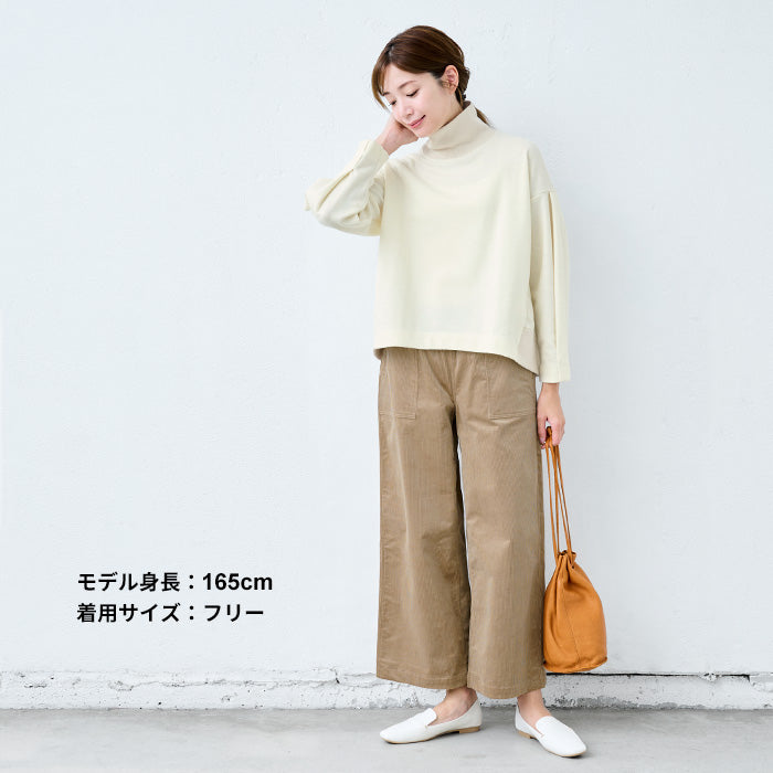 圧縮ウール100% リブ使い タートルプルオーバー　オフホワイト