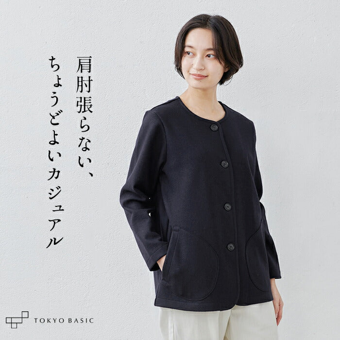 圧縮ウール100％ クルーネックブルゾン