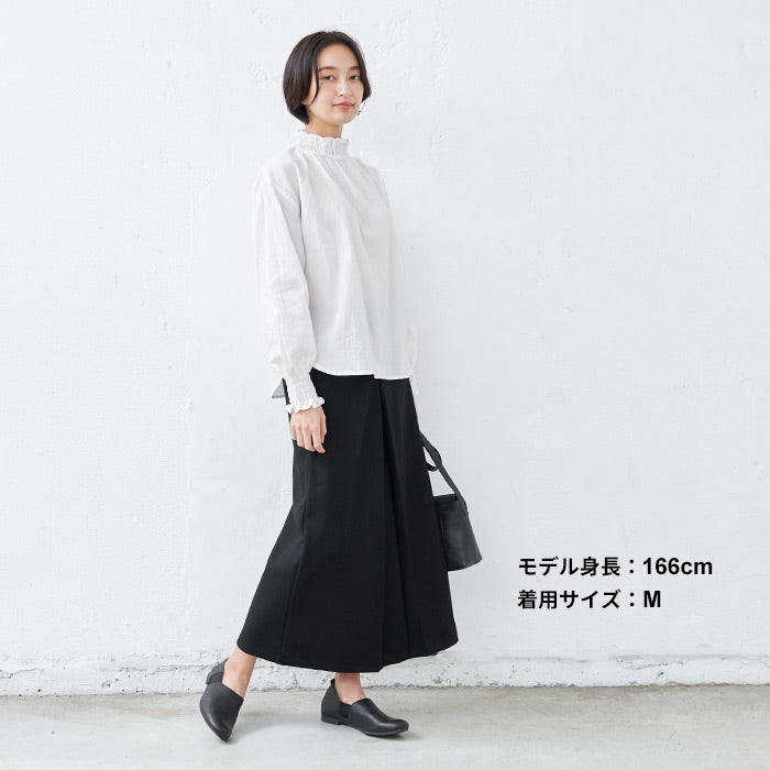 [スカート秋冬大人きれいめ]圧縮ウール100%Aラインタックスカート/日本製40代50代60代女性ファッションストレッチニットウール100％ゆったりロング丈