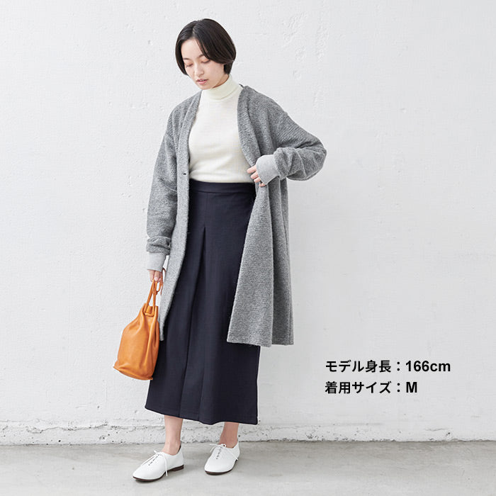 [スカート秋冬大人きれいめ]圧縮ウール100%Aラインタックスカート/日本製40代50代60代女性ファッションストレッチニットウール100％ゆったりロング丈