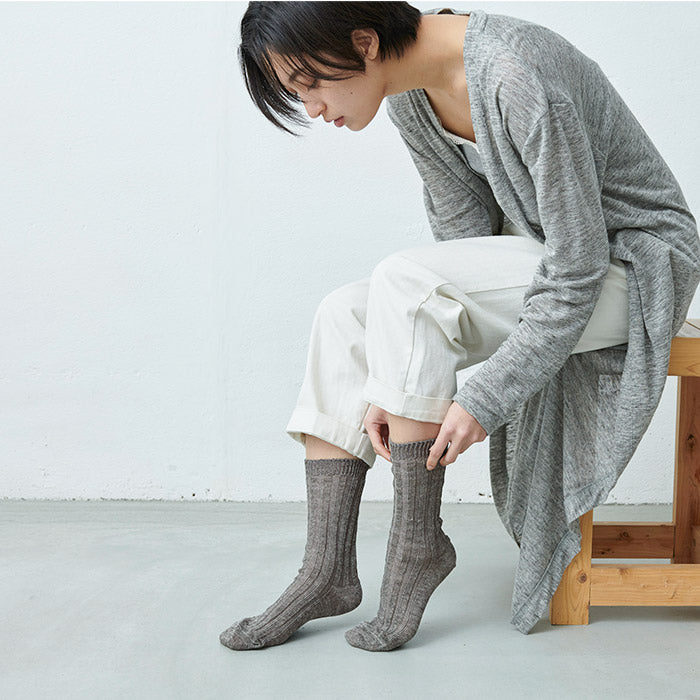 [靴下レディース日本製母の日ギフトプレゼント]リネンレディースソックス22.0～25.0cm/日本製40代50代60代30代女性ファッション麻天然素材蒸れない速乾天然の抗菌性