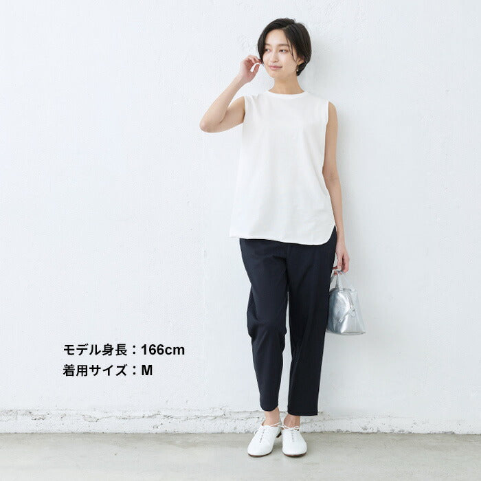 [パンツアンクルレディース]強撚コットン100％アンクルパンツ/日本製40代50代60代女性綿コットン9分丈フォーマルオフィスカジュアルきれいめ