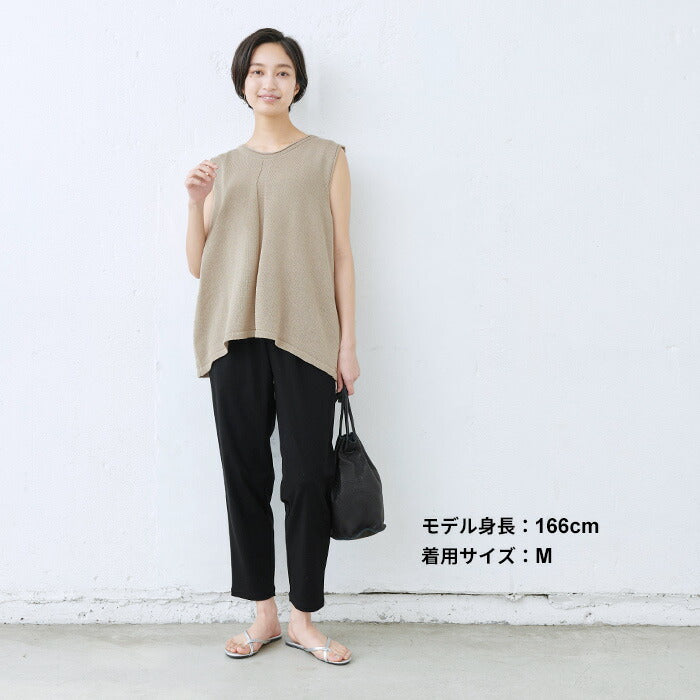 [パンツアンクルレディース]強撚コットン100％アンクルパンツ/日本製40代50代60代女性綿コットン9分丈フォーマルオフィスカジュアルきれいめ
