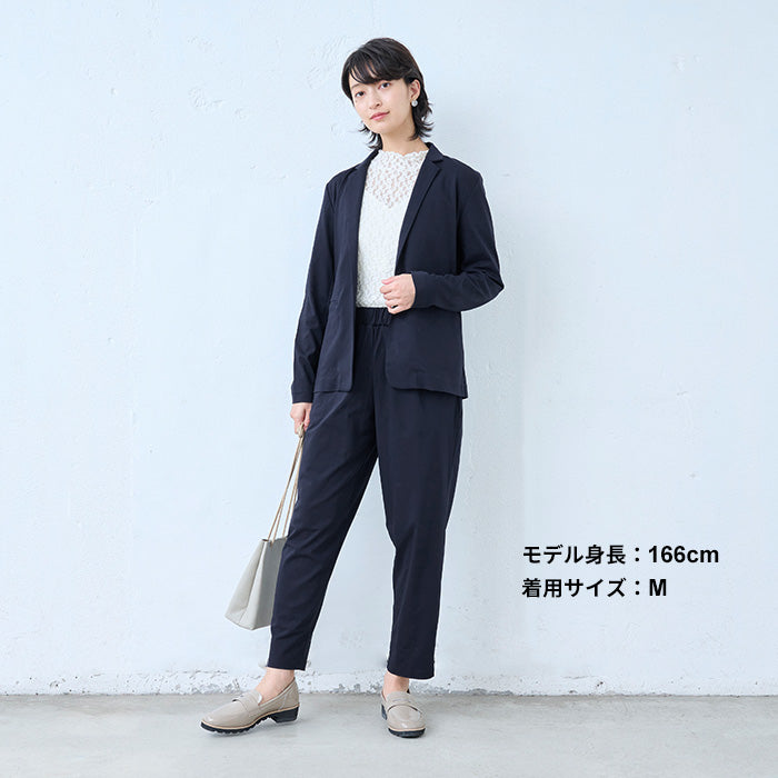 強撚糸コットン100％ アンクルパンツ　ネイビー