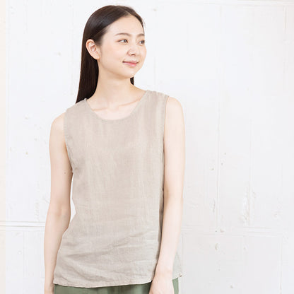 60番手フレンチリネン100% ノースリーブブラウス