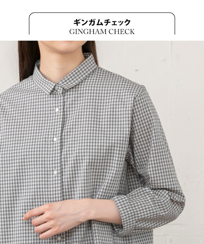 [シャツ長袖シャツレディース]コットン100％ミニマムカラーシャツ/日本製40代50代60代30代女性コットン綿綿100羽織りゆったり大人シャツ天然素材アイロン可大人服春夏秋冬