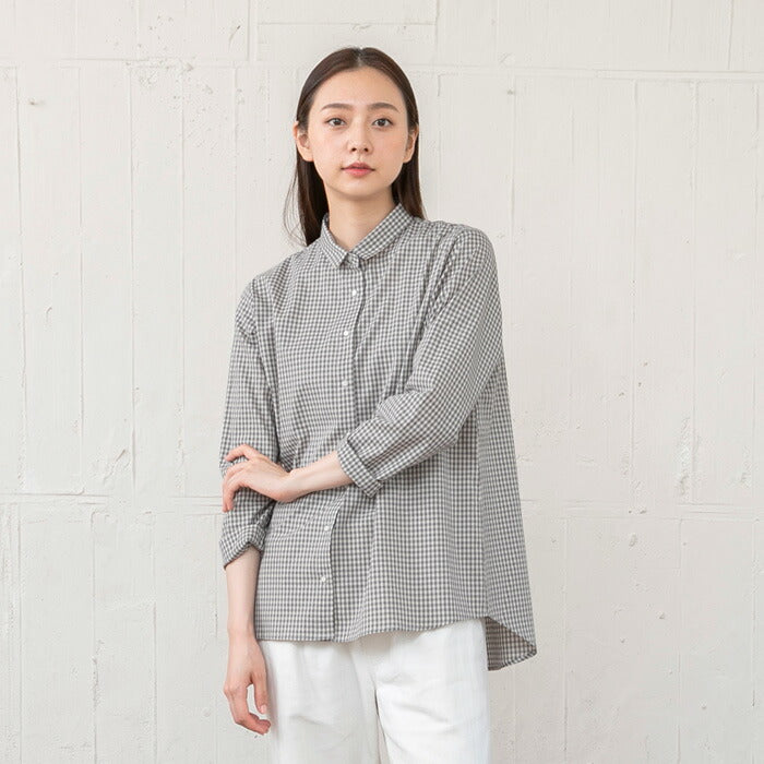[シャツ長袖シャツレディース]コットン100％ミニマムカラーシャツ/日本製40代50代60代30代女性コットン綿綿100羽織りゆったり大人シャツ天然素材アイロン可大人服春夏秋冬