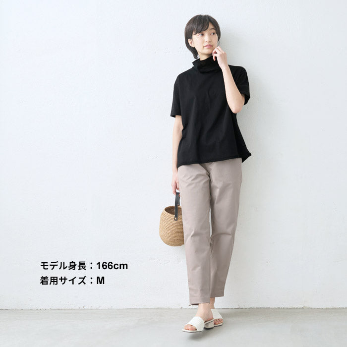 [春服テーパードパンツレディース]20番手しっかりツイルストレッチテーパードパンツ/日本製40代50代60代女性綿コットンゆったりすっきりストレッチパンツ伸縮動きやすいきれいめ春秋冬