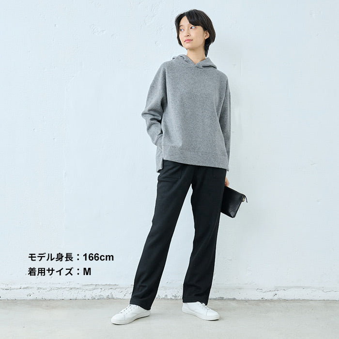 [パンツレディーステーパード]圧縮ウール100%ベイカーテーパードパンツ/日本製40代50代60代女性ウール毛テーパード暖かフォーマルきれいめボトムスボトム冬秋大人服