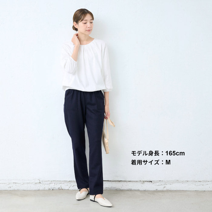 [パンツレディーステーパード]圧縮ウール100%ベイカーテーパードパンツ/日本製40代50代60代女性ウール毛テーパード暖かフォーマルきれいめボトムスボトム冬秋大人服