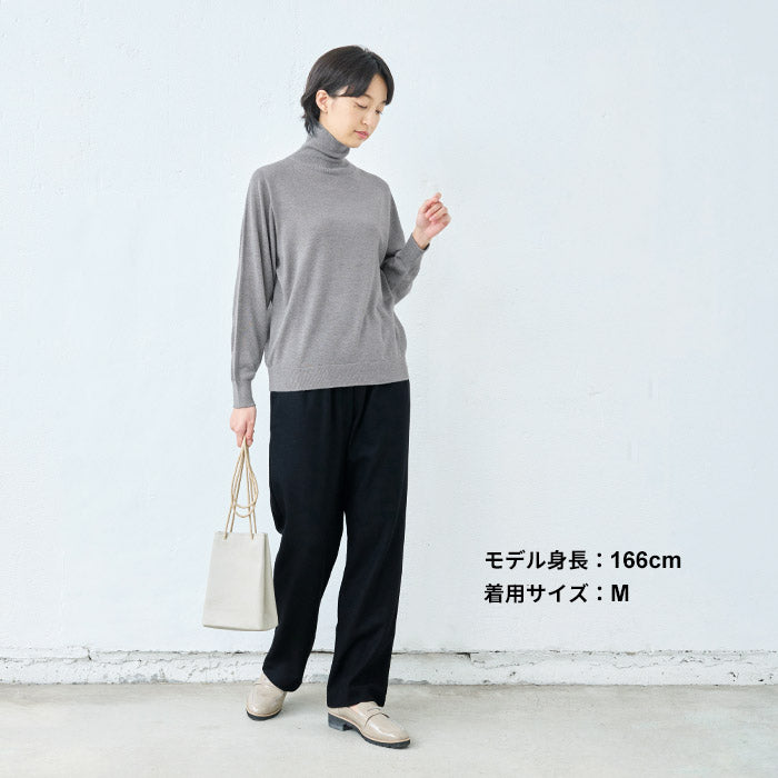 [パンツレディーステーパード]圧縮ウール100%ベイカーテーパードパンツ/日本製40代50代60代女性ウール毛テーパード暖かフォーマルきれいめボトムスボトム冬秋大人服