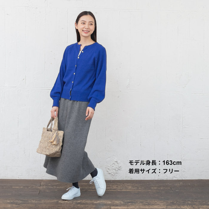 強圧縮ウール100％ ロングスカート 杢グレー