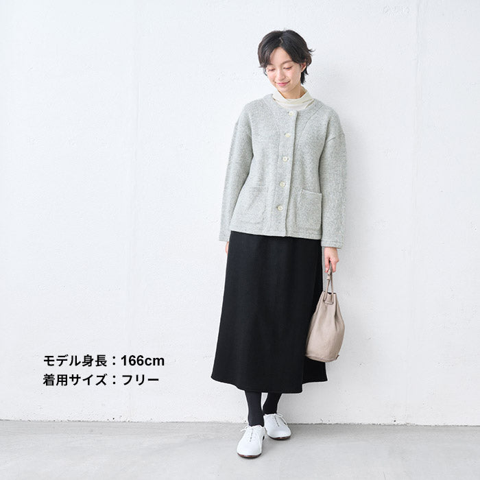 強圧縮ウール100％ ロングスカート ブラック