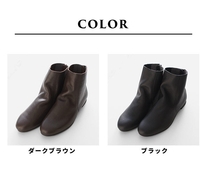 [ショートブーツレディース歩きやすい]本革かかとファスナーくしゅブーツRecipe/日本製40代50代60代30代女性柔らかい革靴レシピブラックブラウン2E相当疲れない
