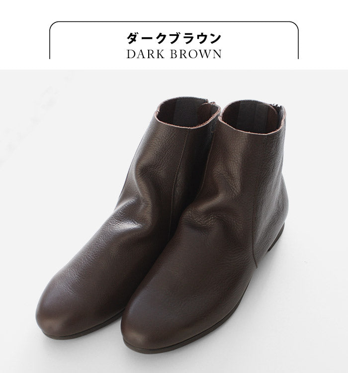 [ショートブーツレディース歩きやすい]本革かかとファスナーくしゅブーツRecipe/日本製40代50代60代30代女性柔らかい革靴レシピブラックブラウン2E相当疲れない