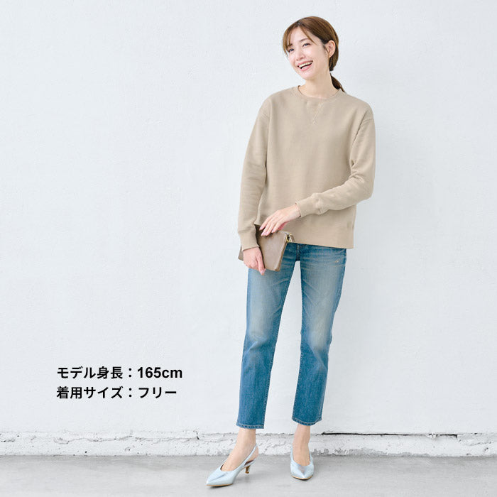 [綿100裏起毛あったかトレーナーレディース]コットン100％ふわふわ裏起毛トレーナー/日本製30代40代50代60代女性ファッション無地カジュアルスウェットガゼットシンプル