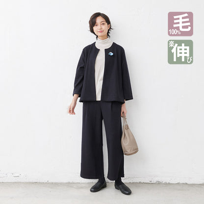 圧縮ウール100% こなれジャケット + ワイドパンツ 2点セット