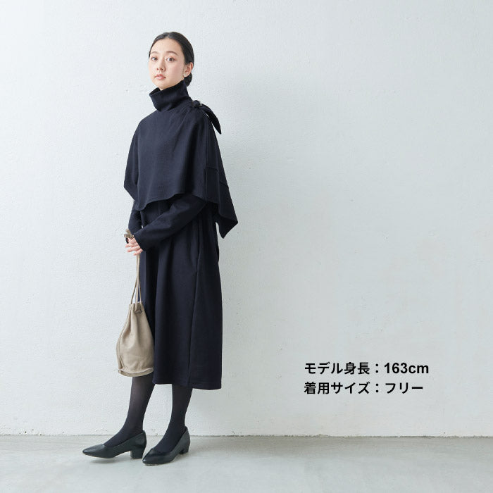 [ケープレディースポンチョ]圧縮ウール100%ケープ/日本製40代50代60代女性フォーマルラフ紺黒七五三母ママ入学式卒業式ミセスウール大きめゆったり防寒冬秋