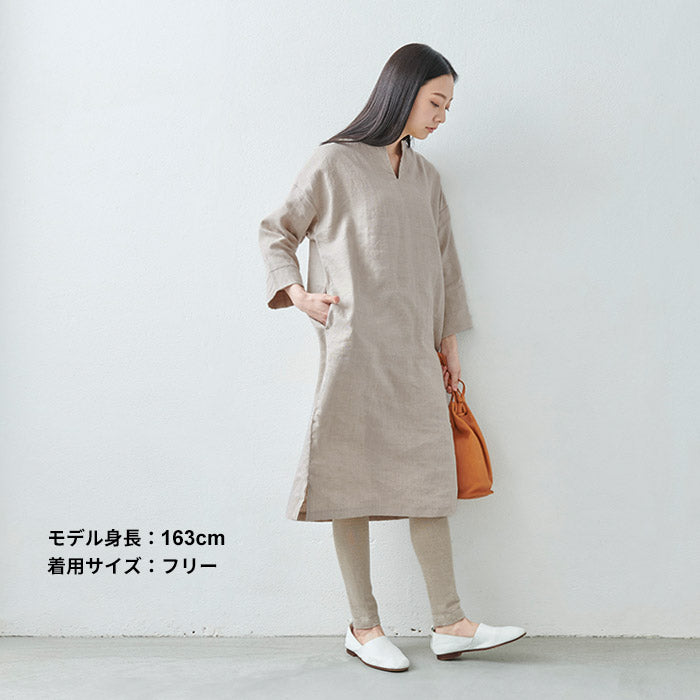 [レギンスレディース10分丈ストレッチ]奈良の靴下屋のリネンレギンス/日本製メール便可40代50代60代インナー十分丈抗菌速乾涼しいマチあり通気性春夏秋冬