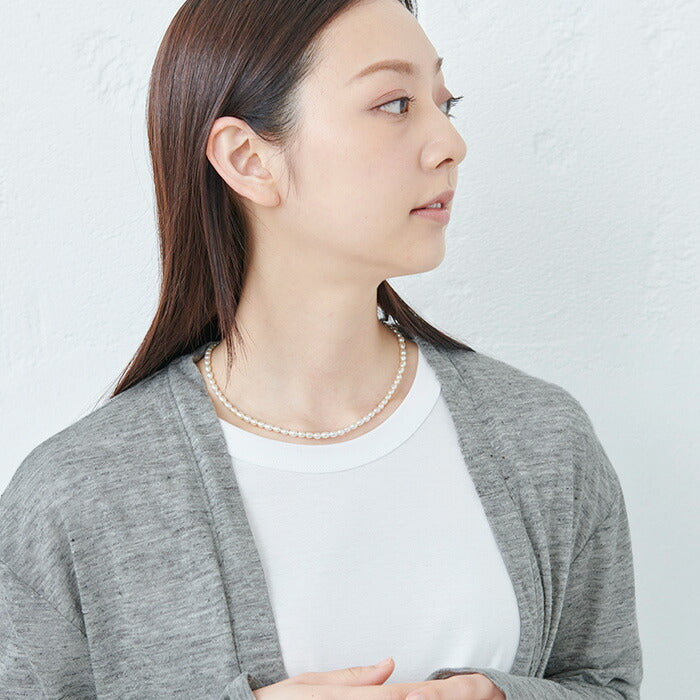 パールネックレスマグネット結婚式]淡水パールネックレス/日本製メール便可ショートライス型大人上品エレガントきれいめカジュアルシンプルアクセサリー卒業式入学式フォーマルギフトプレゼント贈り物