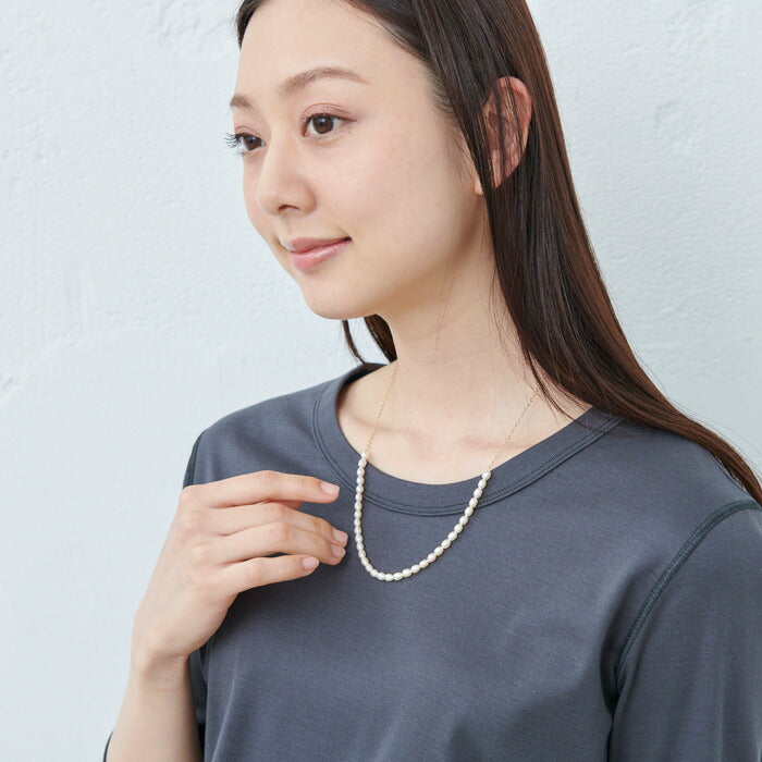[ギフトプレゼント]淡水パールチェーンネックレス/日本製メール便可パール真珠フォーマルオフィスシンプルアクセサリー卒業式入学式