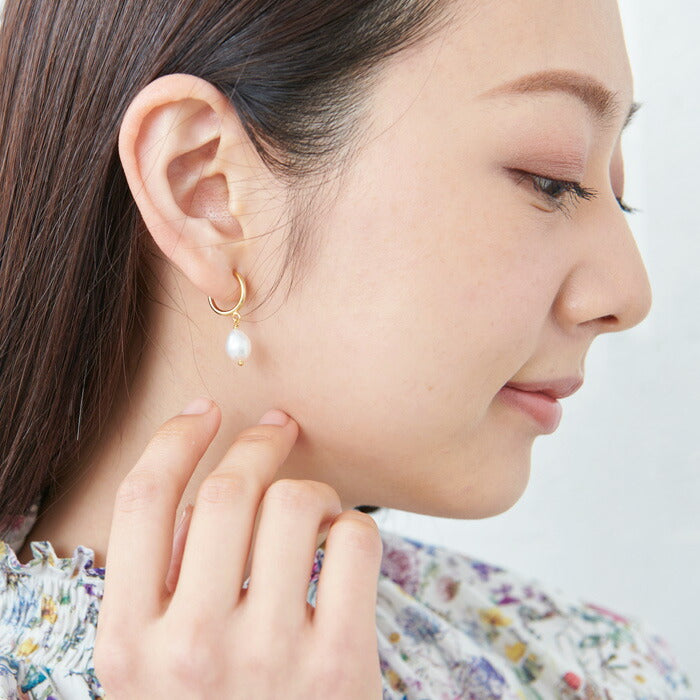 [ギフトプレゼント]淡水パールイヤリング/日本製メール便可パールアクセサリーピアス風シンプル天然素材フォーマルオフィス卒業式入学式