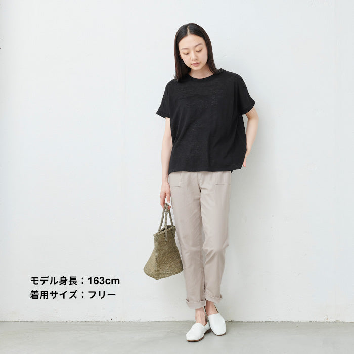 プレミアムリネン100%フレアTシャツ ブラック