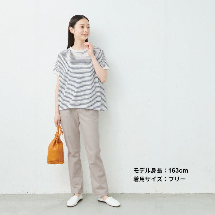 [リネンコットンレディース]ベルギーリネン＆コットンドロップショルダーTシャツ/日本製メール便可40代50代60代30代女性半袖綿麻ビッグシルエットオーバーサイズ無地シンプル大人服春夏秋