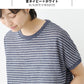プレミアムリネン100%フレアTシャツ 杢ネイビー×ホワイト