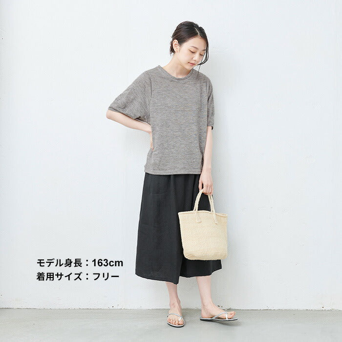 [tシャツレディース半袖ゆったり]プレミアムヘビーリネン100％袖ふんわりTシャツ/日本製メール便40代50代60代30代女性ファッション麻100無地ボリュームスリーブバルーンスリーブ速乾抗菌