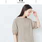 [tシャツレディース半袖ゆったり]プレミアムヘビーリネン100％袖ふんわりTシャツ/日本製メール便40代50代60代30代女性ファッション麻100無地ボリュームスリーブバルーンスリーブ速乾抗菌
