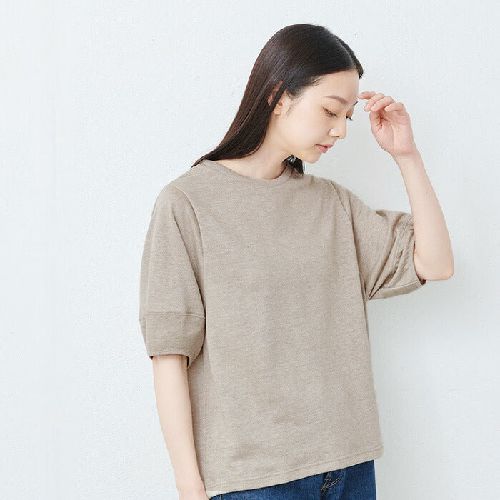 プレミアムヘビーリネン100％ 袖ふんわりTシャツ