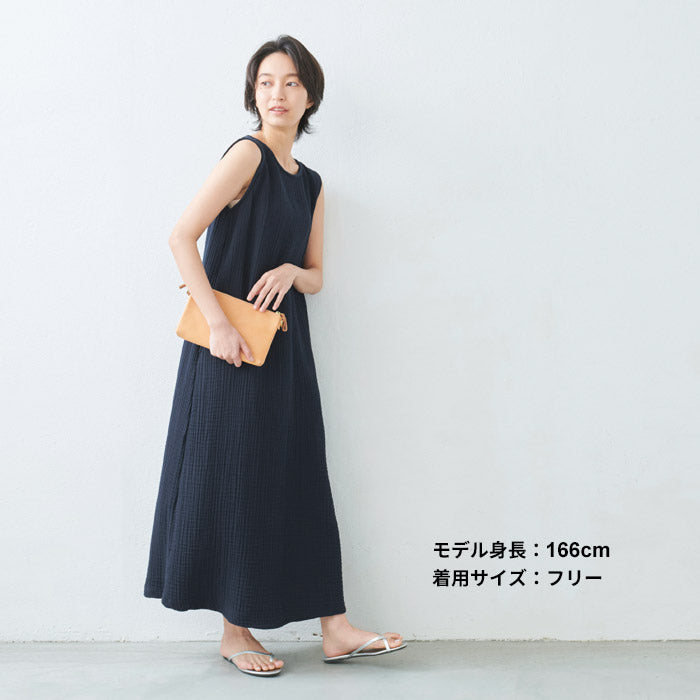 [ワンピース夏レディースノースリーブ]やわらかコットン100%六重ガーゼワンピース/日本製30代40代50代60代女性きれいめ綿コットンガーゼノースリワンピマキシ丈マキシ春黒シンプルナチュラルゆったりルームウェア