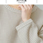 [薄手トレーナーレディース]ツートーンカラーワッフルトレーナー/日本製40代50代60代30代女性ファッションゆったりワッフルtシャツ長袖綿コットンカジュアルサーマルシンプル大人服春秋冬