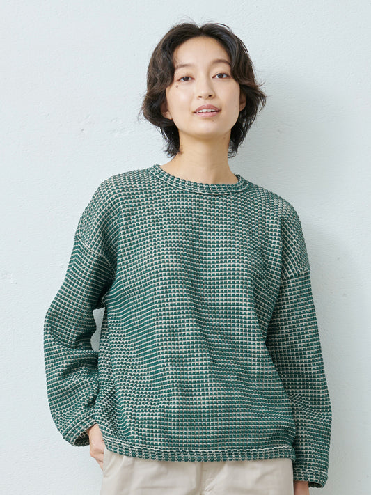 ツートーンカラー ワッフルトレーナー