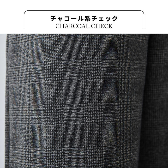 [ウールパンツレディースワイドパンツ]ウール360度ストレッチセミワイドアンクルパンツ/日本製40代50代60代30代女性ウエストゴムウール混毛きれいめ暖か秋冬チェックチャコールネイビーブラック