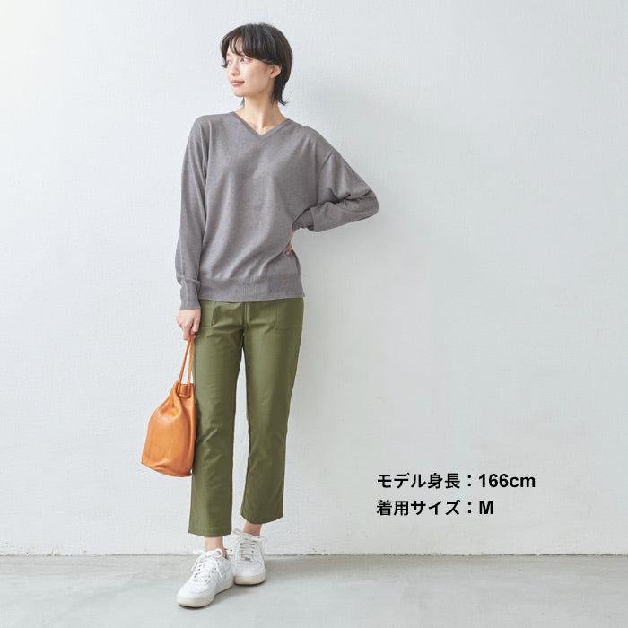 [ニットセーターレディースハイゲージ]シルク混Vネックセーター/日本製メール便可40代50代60代30代女性ファッション長袖絹ベーシックシンプル薄手ニット大人服春秋冬無地