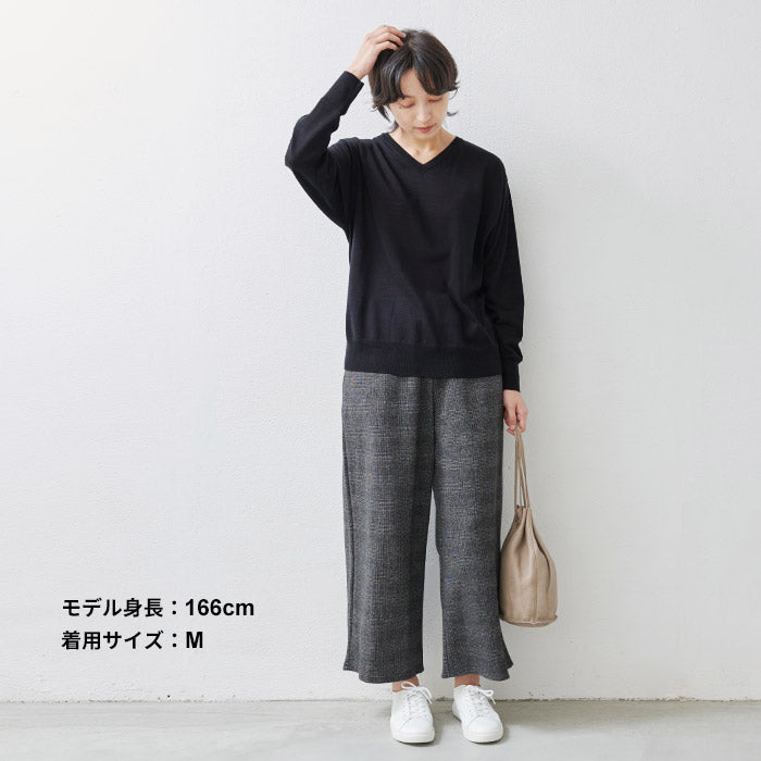 [ニットセーターレディースハイゲージ]シルク混Vネックセーター/日本製メール便可40代50代60代30代女性ファッション長袖絹ベーシックシンプル薄手ニット大人服春秋冬無地