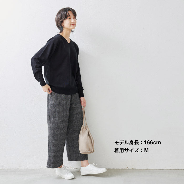 [ニットセーターレディースハイゲージ]シルク混Vネックセーター/日本製メール便可40代50代60代30代女性ファッション長袖絹ベーシックシンプル薄手ニット大人服春秋冬無地