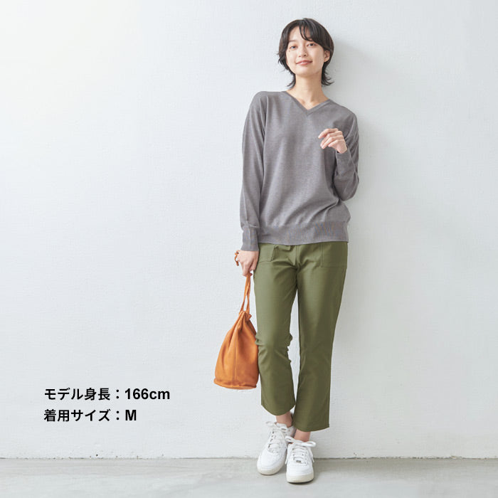 [ニットセーターレディースハイゲージ]シルク混Vネックセーター/日本製メール便可40代50代60代30代女性ファッション長袖絹ベーシックシンプル薄手ニット大人服春秋冬無地